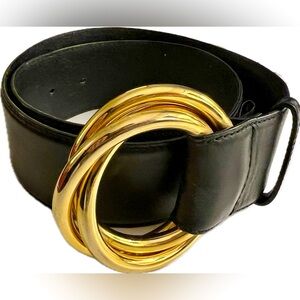 Salvatore Ferragamo Black and Gold Belt